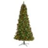 Nearly Natural 9-ft Norway Mixed Pine Artificial Christmas Tree With 650 Clear LED Lights, Pine Cones And Berries Green