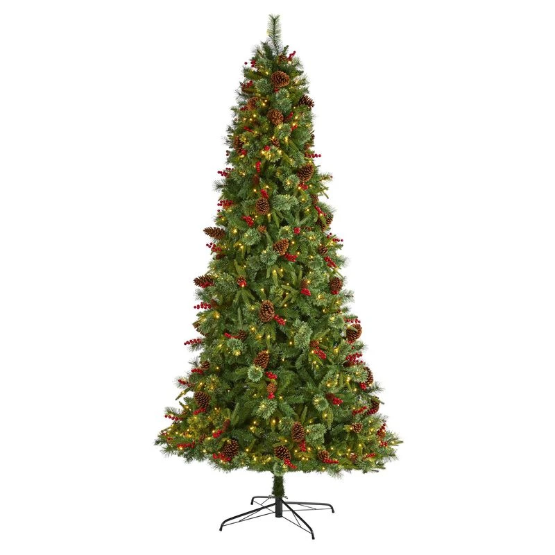 Nearly Natural 9-ft Norway Mixed Pine Artificial Christmas Tree With 650 Clear LED Lights, Pine Cones And Berries Green 1 Nearly Natural 9-ft Norway Mixed Pine Artificial Christmas Tree With 650 Clear LED Lights, Pine Cones And Berries Green