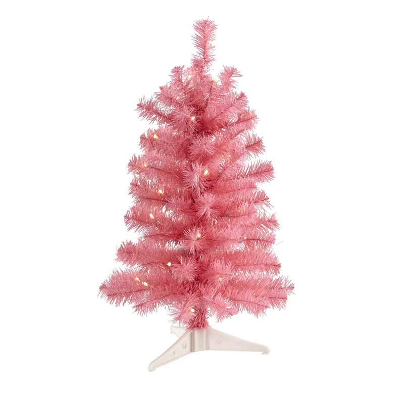 Nearly Natural 2-ft White Artificial Christmas Tree With 35 LED Lights And 72 Bendable Branches Pink 1 Nearly Natural 2-ft White Artificial Christmas Tree With 35 LED Lights And 72 Bendable Branches Pink