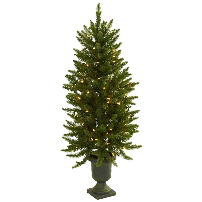 Nearly Natural 4-ft Christmas Tree W/Urn, 100 Clear Lights & 242 Tips 1 Nearly Natural 4-ft Christmas Tree W/Urn, 100 Clear Lights & 242 Tips
