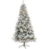 Nearly Natural 8-ft Flocked White River Mountain Pine Artificial Christmas Tree With Pinecones And 500 Clear LED Lights Green
