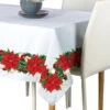 Fabric Textile Products, Inc. Rectangular Tablecloth, 100% Polyester, Christmas Poinsettia Garland Red