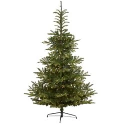 Nearly Natural 7.5-ft Layered Washington Spruce Artificial Christmas Tree With 550 Clear LED Lights And 1325 Bendable Branches Green