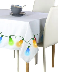 Fabric Textile Products, Inc. Square Tablecloth, 100% Polyester, Christmas Lights Garland White