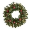 Nearly Natural 24-in Frosted Artificial Christmas Wreath With 50 Warm White LED Lights, Ornaments And Berries