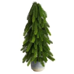 HomPlanti 21 Inches Christmas Pine Artificial Tree In Decorative Planter