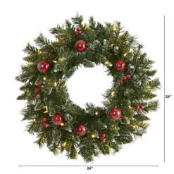 Nearly Natural 24-in Frosted Artificial Christmas Wreath With 50 Warm White LED Lights, Ornaments And Berries 7 Nearly Natural 24-in Frosted Artificial Christmas Wreath With 50 Warm White LED Lights, Ornaments And Berries -Sunnydaze Decor Shop 0ae0e04f527a4436bc12ddc2280169e5