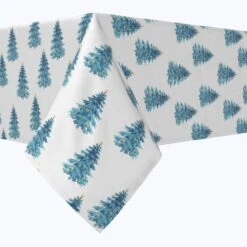 Fabric Textile Products, Inc. Rectangular Tablecloth, 100% Cotton, Watercolor Christmas Trees Blue