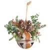 Nearly Natural 16-in Holiday Christmas Jumbo Metal Bell Ornament With Artificial Holly, Berries And Pine