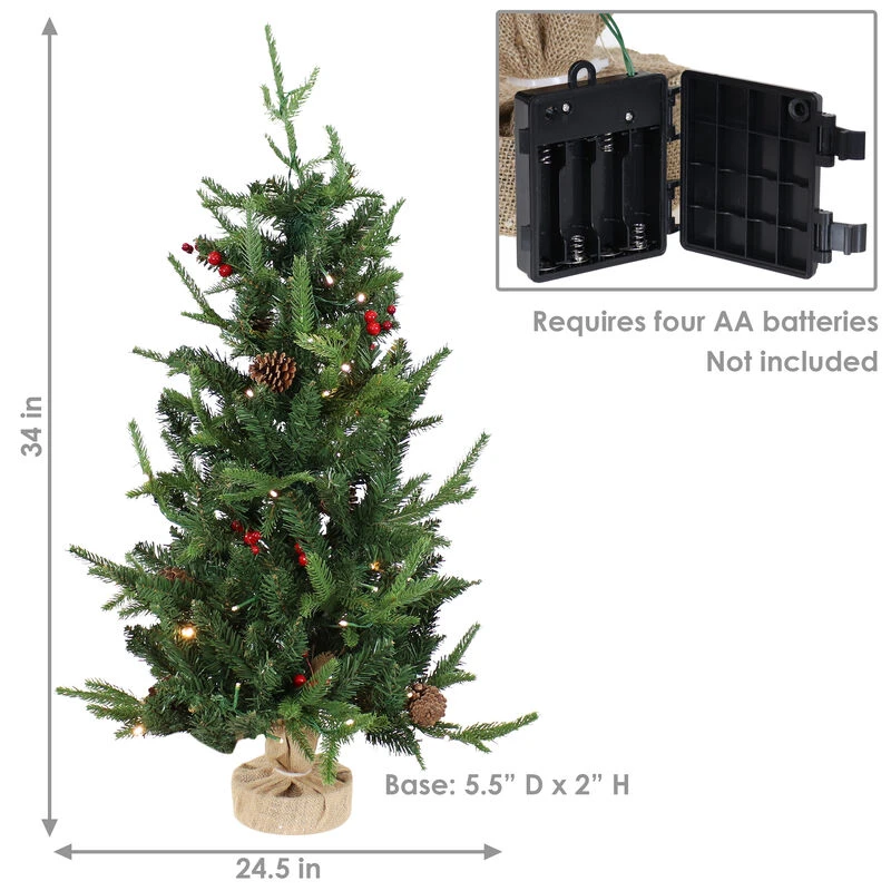 Sunnydaze Decor Sunnydaze Natural Noel Indoor Pre-Lit Artificial Christmas Tree - 3 Ft 5 Sunnydaze Decor Sunnydaze Natural Noel Indoor Pre-Lit Artificial Christmas Tree - 3 Ft - Image 5