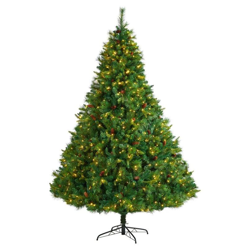 Nearly Natural 8-ft West Virginia Full Bodied Mixed Pine Artificial Christmas Tree With 700 Clear LED Lights And Pine Cones 1 Nearly Natural 8-ft West Virginia Full Bodied Mixed Pine Artificial Christmas Tree With 700 Clear LED Lights And Pine Cones