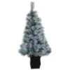 Nearly Natural 4-ft Snowy Mountain Pine Artificial Christmas Tree With 150 LED Lights And Decorative Planter