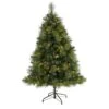 Nearly Natural 5-ft North Carolina Mixed Pine Artificial Christmas Tree With 200 Warm White LED Lights, 711 Bendable Branches And Pinecones Green