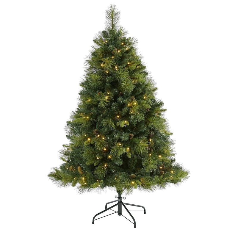 Nearly Natural 5-ft North Carolina Mixed Pine Artificial Christmas Tree With 200 Warm White LED Lights, 711 Bendable Branches And Pinecones Green 1 Nearly Natural 5-ft North Carolina Mixed Pine Artificial Christmas Tree With 200 Warm White LED Lights, 711 Bendable Branches And Pinecones Green