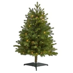 Nearly Natural 3-ft Washington Fir Artificial Christmas Tree With 50 Clear Lights Green