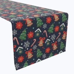 Fabric Textile Products, Inc. Table Runner, 100% Cotton, Christmas Pattern Red