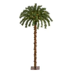 Nearly Natural 4-ft Christmas Palm Artificial Tree With 150 Warm White LED Lights Green