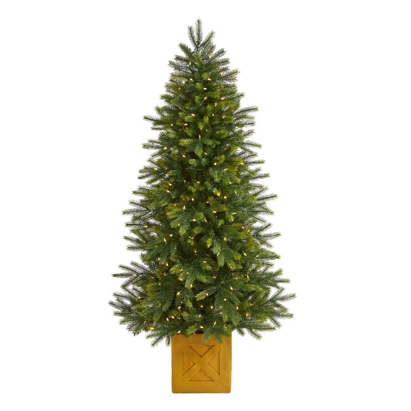 Nearly Natural 6-ft Manchester Fir Artificial Christmas Tree In Decorative Planter With 350 Clear Warm (Multifunction) LED Lights And 504 Bendable Branches 1 Nearly Natural 6-ft Manchester Fir Artificial Christmas Tree In Decorative Planter With 350 Clear Warm (Multifunction) LED Lights And 504 Bendable Branches