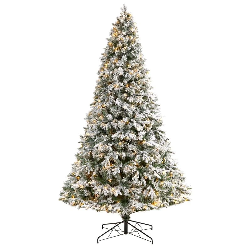 Nearly Natural 9-ft Flocked Vermont Mixed Pine Artificial Christmas Tree With 650 LED Lights And 1960 Bendable Branches Green 1 Nearly Natural 9-ft Flocked Vermont Mixed Pine Artificial Christmas Tree With 650 LED Lights And 1960 Bendable Branches Green