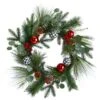 HomPlanti 24" Berry And Pinecone Artificial Christmas Wreath With Ornaments
