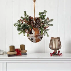 Nearly Natural 16-in Holiday Christmas Jumbo Metal Bell Ornament With Artificial Holly, Berries And Pine -Sunnydaze Decor Shop 19186447728a460cb8cf930cc8da696b