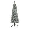 Nearly Natural 5-ft Flocked Pencil Artificial Christmas Tree With 318 Bendable Branches White/Green