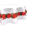 Fabric Textile Products, Inc. Round Tablecloth, 100% Polyester, Christmas Poinsettia Garland Red