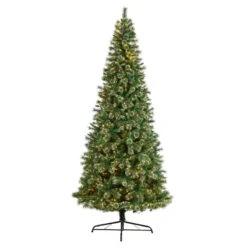 Nearly Natural 10-ft Wisconsin Slim Snow Tip Pine Artificial Christmas Tree With 1050 Clear LED Lights