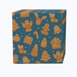 Fabric Textile Products, Inc. Napkin Set Of 4, 100% Cotton, Christmas Gingerbread Cookies