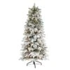 Nearly Natural 6-ft Flocked North Carolina Fir Artificial Christmas Tree With 450 Warm White Lights And 1560 Bendable Branches