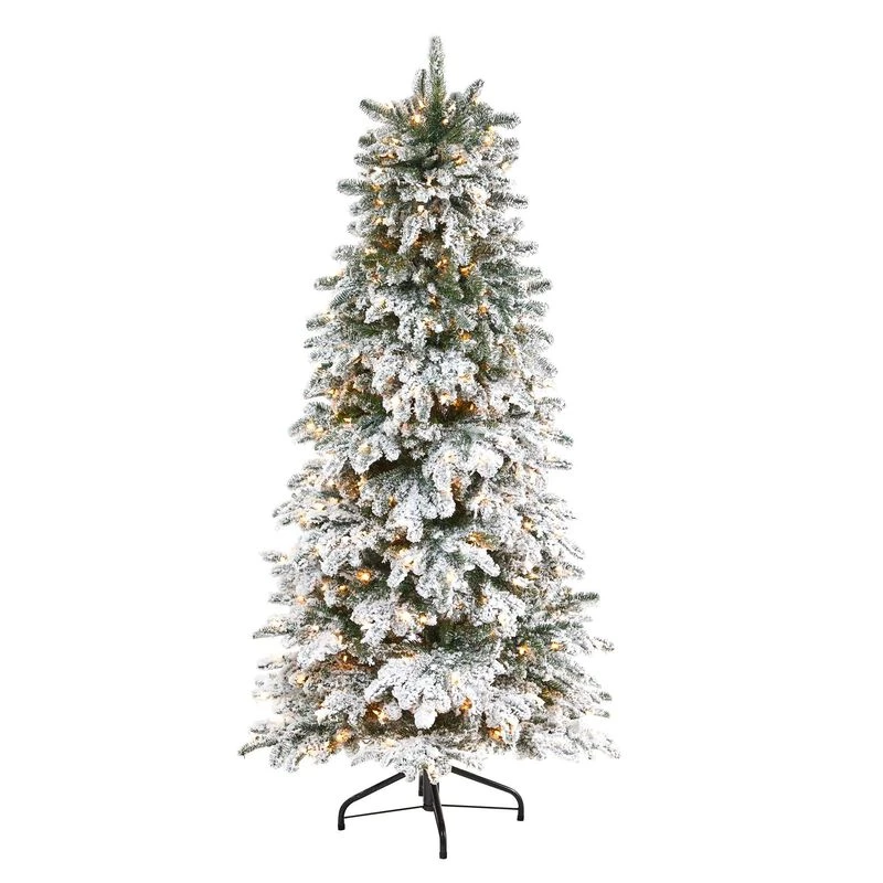 Nearly Natural 6-ft Flocked North Carolina Fir Artificial Christmas Tree With 450 Warm White Lights And 1560 Bendable Branches 1 Nearly Natural 6-ft Flocked North Carolina Fir Artificial Christmas Tree With 450 Warm White Lights And 1560 Bendable Branches
