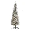 Nearly Natural 6-ft Flocked Pencil Artificial Christmas Tree With 300 Clear Lights And 438 Bendable Branches