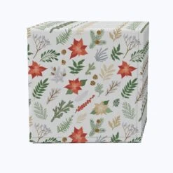 Fabric Textile Products, Inc. Napkin Set Of 4, 100% Cotton, Christmas Plants & Flowers