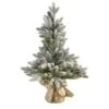 Nearly Natural 28-in Flocked Artificial Christmas Tree With Pine Cones