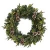 HomPlanti 24" Snowed Pinecone Artificial Christmas Wreath With 35 Clear LED Lights
