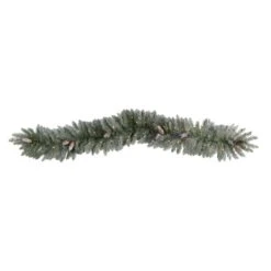 Nearly Natural 6-ft Frosted Artificial Christmas Garland With Pinecones And 50 Warm White LED Lights