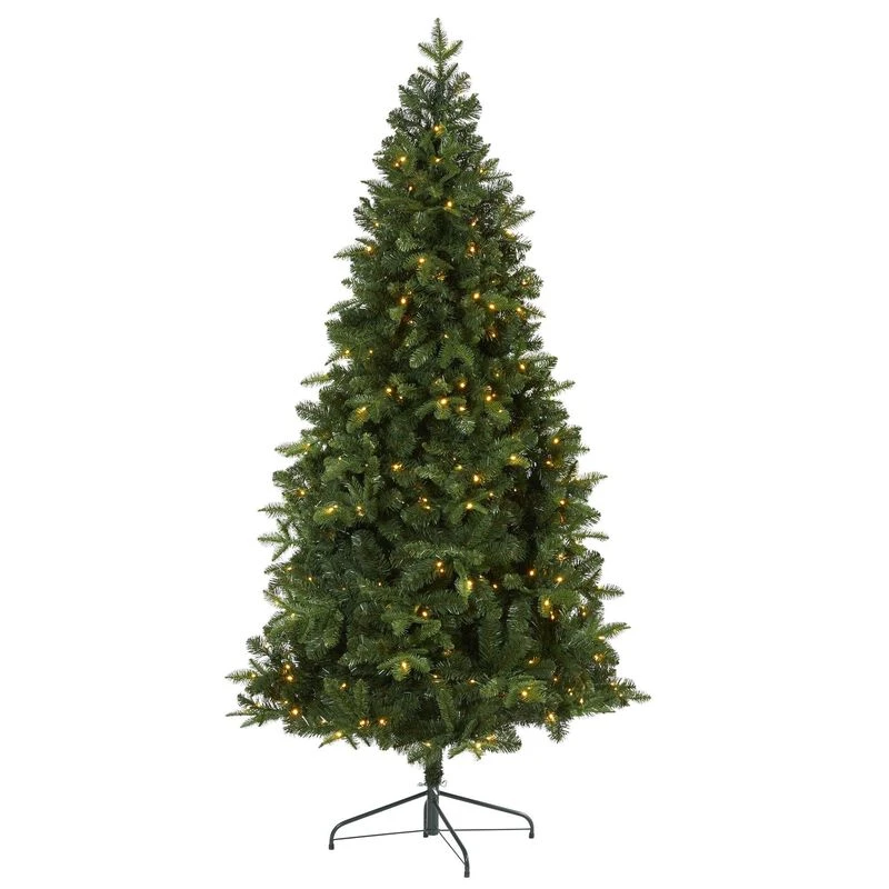 Nearly Natural 7-ft Grand Teton Spruce Flat Back Artificial Christmas Tree With 220 Clear LED Lights And 953 Bendable Branches Green 1 Nearly Natural 7-ft Grand Teton Spruce Flat Back Artificial Christmas Tree With 220 Clear LED Lights And 953 Bendable Branches Green