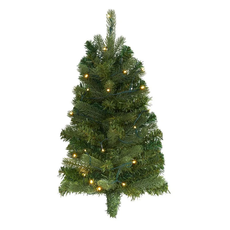 Nearly Natural 2-ft Flat Back Wall Hanging Artificial Christmas Tree With 20 Clear LED Lights Green 1 Nearly Natural 2-ft Flat Back Wall Hanging Artificial Christmas Tree With 20 Clear LED Lights Green