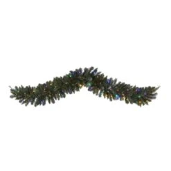 HomPlanti 6' Flocked Artificial Christmas Garland With 50 Multicolored LED Lights And Berries