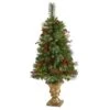 Nearly Natural 4-ft Pine, Pinecone And Berries Artificial Christmas Tree With 100 Clear LED Lights In Decorative Urn