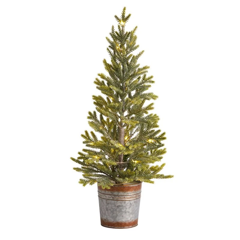Nearly Natural 26-in Pine “Natural Look-in Artificial Christmas Tree With 35 Warm White Lights In Rustic Metal Planter 1 Nearly Natural 26-in Pine “Natural Look-in Artificial Christmas Tree With 35 Warm White Lights In Rustic Metal Planter