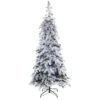 Nearly Natural 7-ft Flocked Montana Down Swept Spruce Artificial Christmas Tree With Pinecones And 400 LED Lights Green