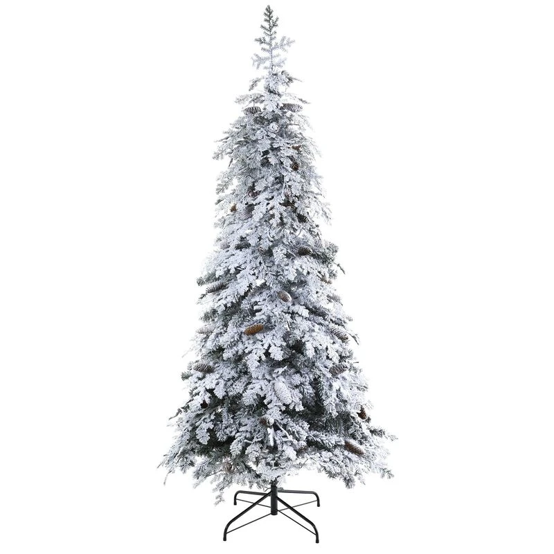 Nearly Natural 7-ft Flocked Montana Down Swept Spruce Artificial Christmas Tree With Pinecones And 400 LED Lights Green 1 Nearly Natural 7-ft Flocked Montana Down Swept Spruce Artificial Christmas Tree With Pinecones And 400 LED Lights Green