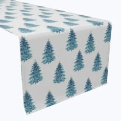 Fabric Textile Products, Inc. Table Runner, 100% Cotton, Watercolor Christmas Trees Blue