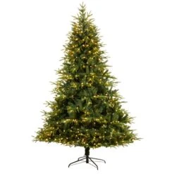 Nearly Natural 8-ft Colorado Mountain Fir “Natural Look-in Artificial Christmas Tree With 700 Multi LED Lights And 3560 Bendable Branches Green