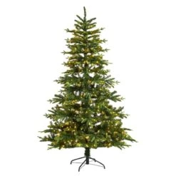 Nearly Natural 7-ft Montreal Spruce Artificial Christmas Tree With 650 Warm White LED Lights And 1575 Bendable Branches Green
