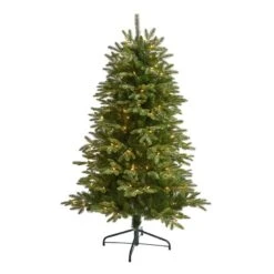 Nearly Natural 5-ft Snowed Grand Teton Artificial Christmas Tree With 150 Clear Lights And 462 Bendable Branches Green