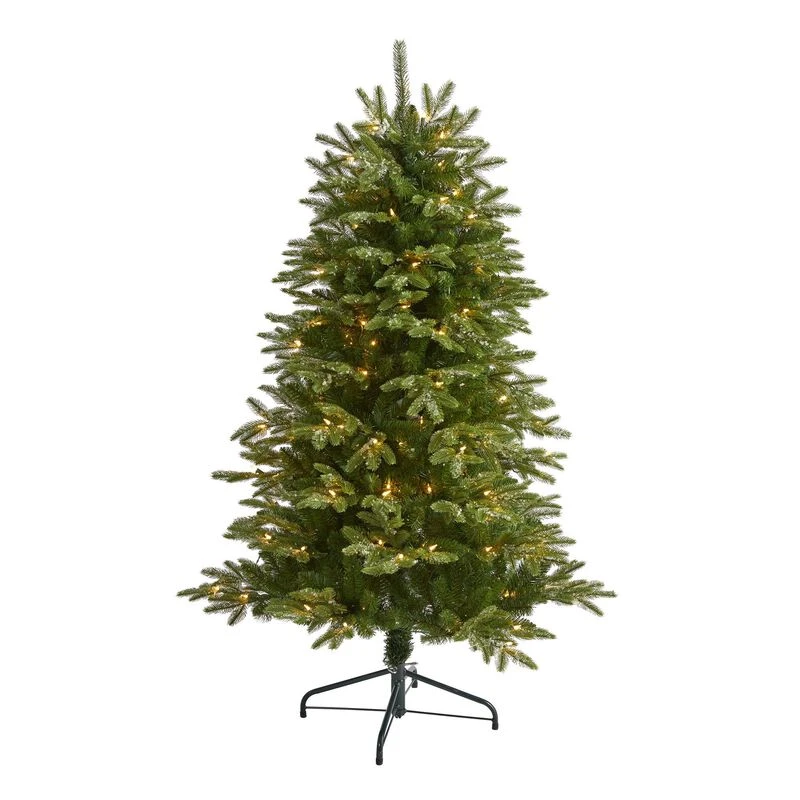 Nearly Natural 5-ft Snowed Grand Teton Artificial Christmas Tree With 150 Clear Lights And 462 Bendable Branches Green 1 Nearly Natural 5-ft Snowed Grand Teton Artificial Christmas Tree With 150 Clear Lights And 462 Bendable Branches Green