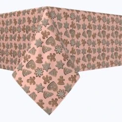 Fabric Textile Products, Inc. Square Tablecloth, 100% Polyester, Christmas Gingerbread Cookies Brown