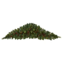Nearly Natural 6-ft Artificial Christmas Swag With 50 LED Lights, Berries And Pine Cones